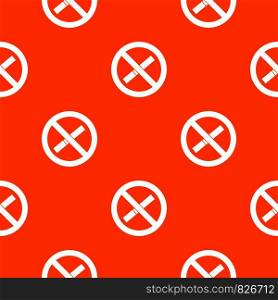 Sign prohibiting smoking pattern repeat seamless in orange color for any design. Vector geometric illustration. Sign prohibiting smoking pattern seamless