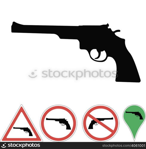 sign revolver on white. sign revolver