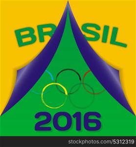 Sign Sport country with flag of Brazil with inscription in Portuguese. Vector Illustration. EPS10. Sign Sport country with flag of Brazil