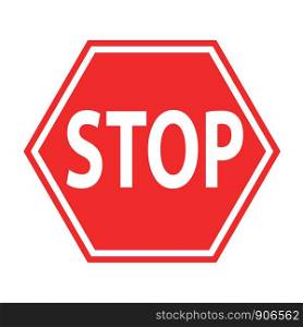 sign stop blocking red on white icon, stock vector illustration