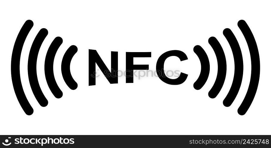 Sign symbol NFC Near field communication, vector icon contactless payment logo. NFC payments icon for apps
