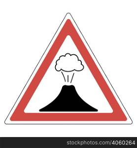 sign the danger of a volcanic eruption, a warning sign volcano in the red triangle, vector