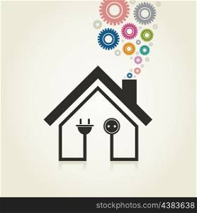 Sign the house on an electricity. A vector illustration