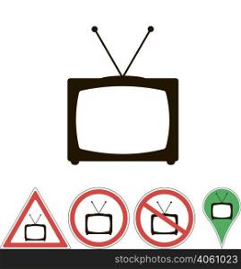 sign TV on white pointer. tv