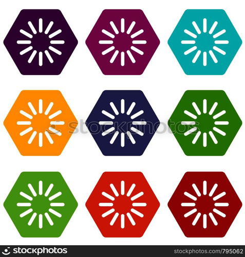 Sign waiting download icon set many color hexahedron isolated on white vector illustration. Sign waiting download icon set color hexahedron