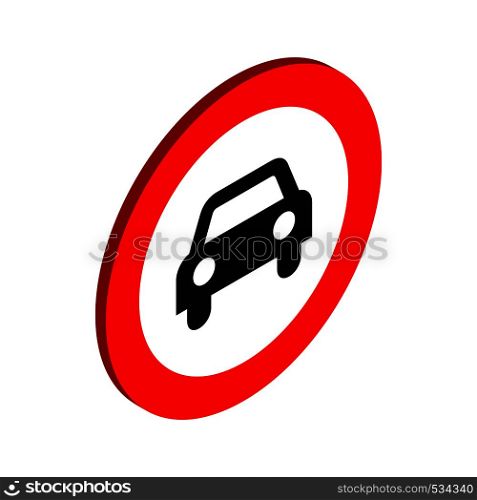 Sign with car icon in isometric 3d style on a white background. Sign with car icon, isometric 3d style