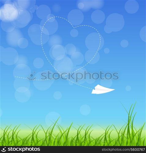 Sign with paper plane and heart vector illustration