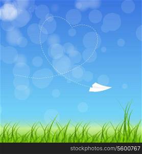 Sign with paper plane and heart vector illustration
