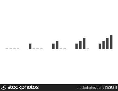 Signal strenth set in flat design. Antenna level icons showing indicator. Vector EPS 10