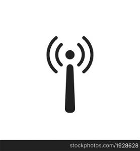 Signal tower icon, radio simple concept. Broadcast symbol, antenna sign in vector flat style.