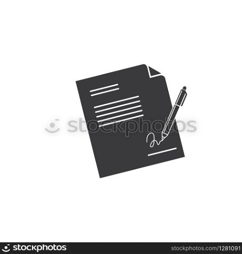 signature contract document with pen vector illustration design template