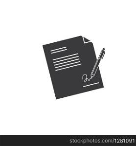 signature contract document with pen vector illustration design template