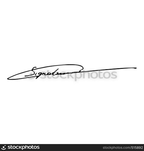 Signature handwriting icon black color vector illustration flat style simple image