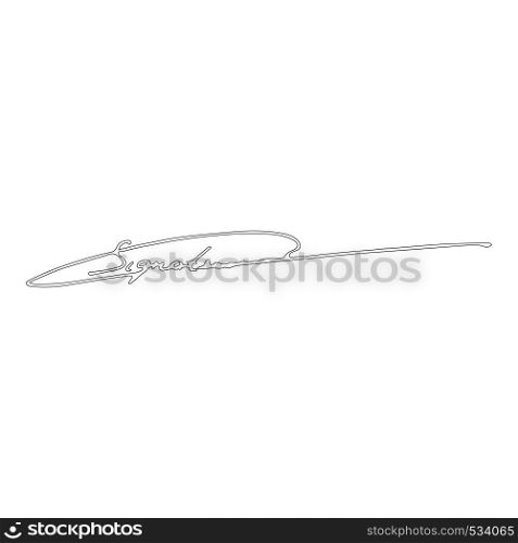 Signature handwriting icon outline black color vector illustration flat style simple image
