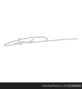 Signature handwriting icon outline black color vector illustration flat style simple image