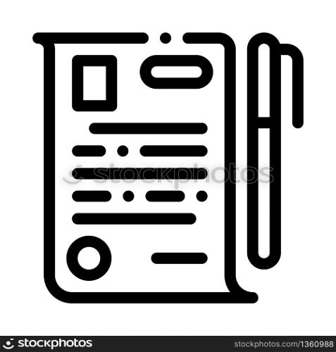 signature paper icon vector. signature paper sign. isolated contour symbol illustration. signature paper icon vector outline illustration