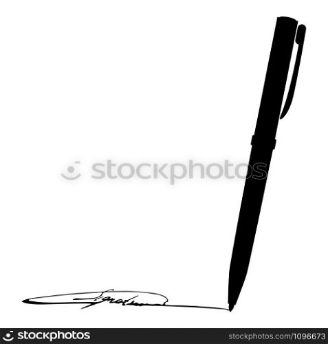 Signature using pen Ink writing concept icon black color vector illustration flat style simple image. Signature using pen Ink writing concept icon black color vector illustration flat style image