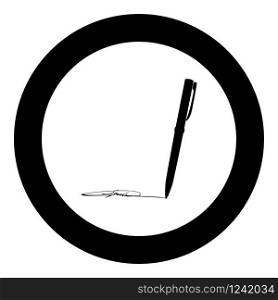 Signature using pen Ink writing concept icon in circle round black color vector illustration flat style simple image. Signature using pen Ink writing concept icon in circle round black color vector illustration flat style image
