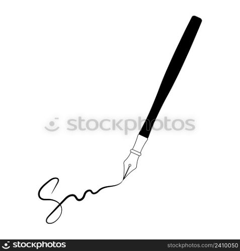 signature with fountain pen verification sign, vector contract signature with ink pen, transaction confirmation symbol