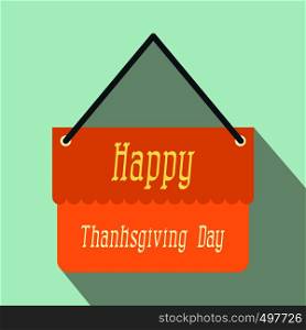 Signboard thanksgiving flat icon with shadow on the background. Signboard thanksgiving flat icon with shadow