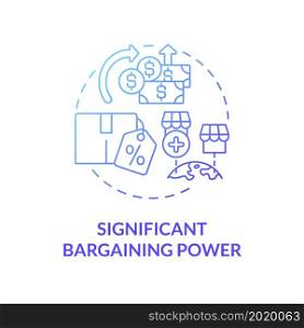 Significant bargaining power blue gradient concept icon. External business growth abstract idea thin line illustration. Suppliers and customers. Vector isolated outline color drawing. Significant bargaining power blue gradient concept icon