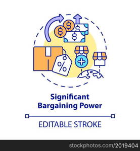 Significant bargaining power concept icon. External business growth abstract idea thin line illustration. Market power. Suppliers and customers. Vector isolated outline color drawing. Editable stroke. Significant bargaining power concept icon