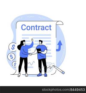 Signing contracts isolated cartoon vector illustrations. Smiling man signing new financial contract, business cooperation, successful entrepreneurship deal, business agreement vector cartoon.. Signing contracts isolated cartoon vector illustrations.