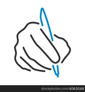 Signing Hand Icon. Editable Bold Outline With Color Fill Design. Vector Illustration.