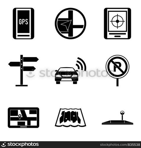 Signpost icons set. Simple set of 9 signpost vector icons for web isolated on white background. Signpost icons set, simple style