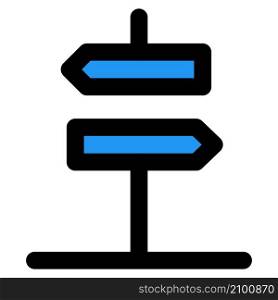Signpost with a both direction left and right signaling