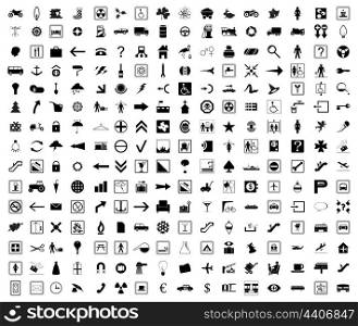 Signs. Collection of icons of black colour. A vector illustration