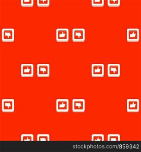Signs hand up and down in squares pattern repeat seamless in orange color for any design. Vector geometric illustration. Signs hand up and down in squares pattern seamless
