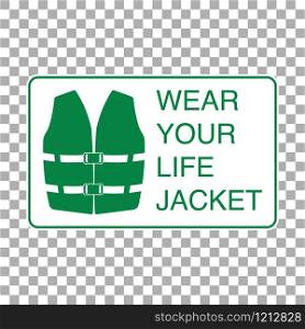 Signs of Swimming Pool life jackets. Safety Rules and Regulations for using at Pool Area