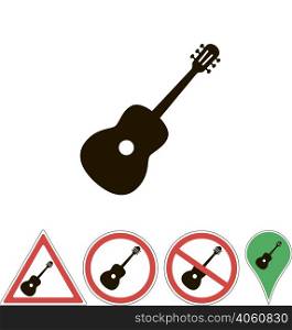 signs of the guitars on white. acoustic guitar