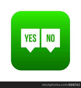 Signs of yes and no icon digital green for any design isolated on white vector illustration. Signs of yes and no icon digital green