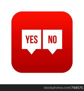 Signs of yes and no icon digital red for any design isolated on white vector illustration. Signs of yes and no icon digital red