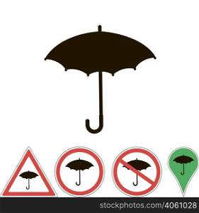 signs umbrella on white pointer. umbrella
