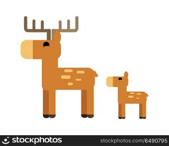 Sika deer vector illustration in flat style. Animal picture for wild nature conceptual banners, web, app, icons, infographics, logotype design. Isolated on white background. . Sika Deer Vector Illustration in Flat Design. . Sika Deer Vector Illustration in Flat Design.