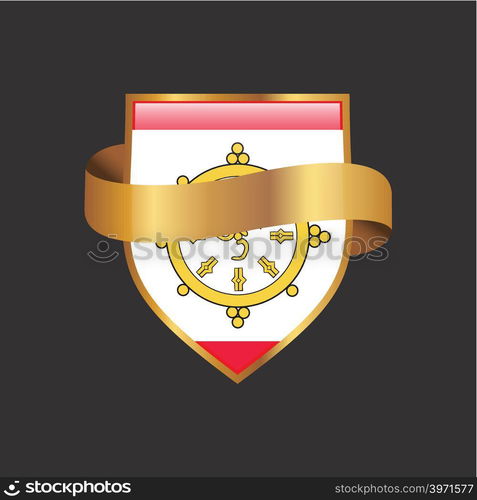 Sikkim flag Golden badge design vector