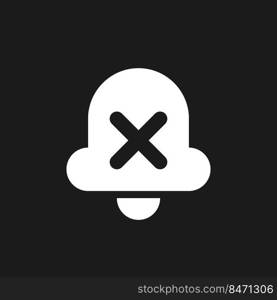 Silent notifications dark mode glyph ui icon. Disable notifications. User interface design. White silhouette symbol on black space. Solid pictogram for web, mobile. Vector isolated illustration. Silent notifications dark mode glyph ui icon