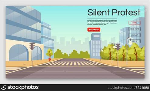 Silent protest landing page vector template. Democracy manifestation website interface idea with flat illustrations. Stay quiet homepage layout. Silent picket web banner, webpage cartoon concept
