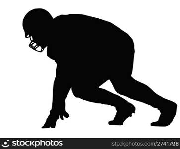 Silhouette American Football Player Ready Position for Scrimmage
