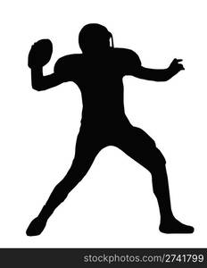 Silhouette American Football Quarterback Aiming to Throw Ball