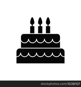 Silhouette birthday cake icon for logo, design and decoration of websites and applications., flat design