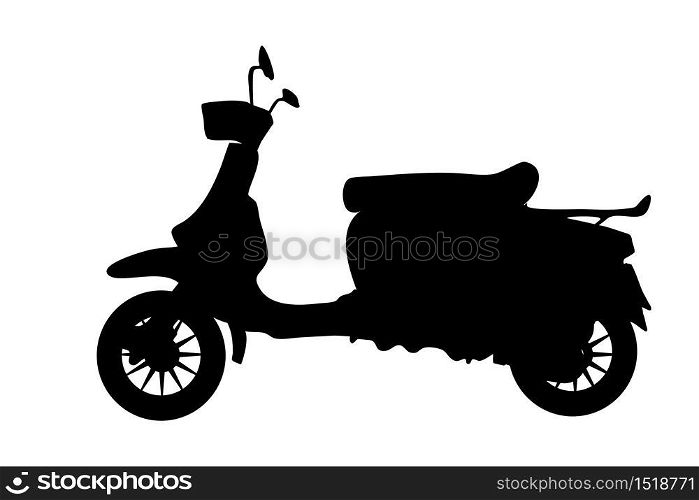 silhouette black motocycle on isolate white background.
