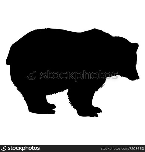 Silhouette brown bear on a white background.. Silhouette brown bear on a white background