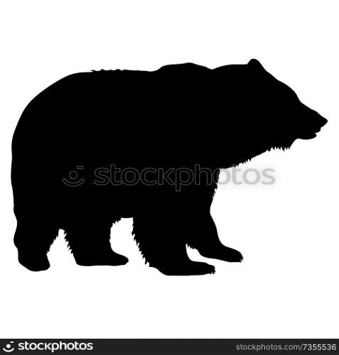 Silhouette brown bear on a white background.. Silhouette brown bear on a white background