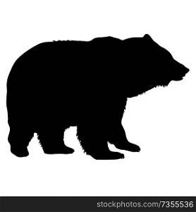 Silhouette brown bear on a white background.. Silhouette brown bear on a white background