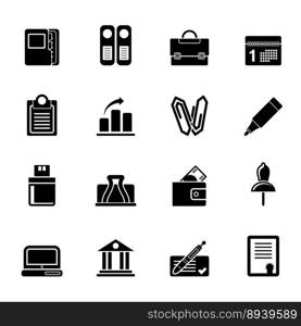 Silhouette business and finance icons vector image