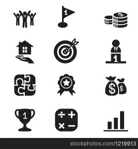 Silhouette Business goal Concept icons set